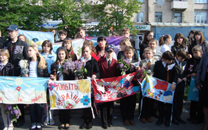 Students with Ribbons in Lugansk